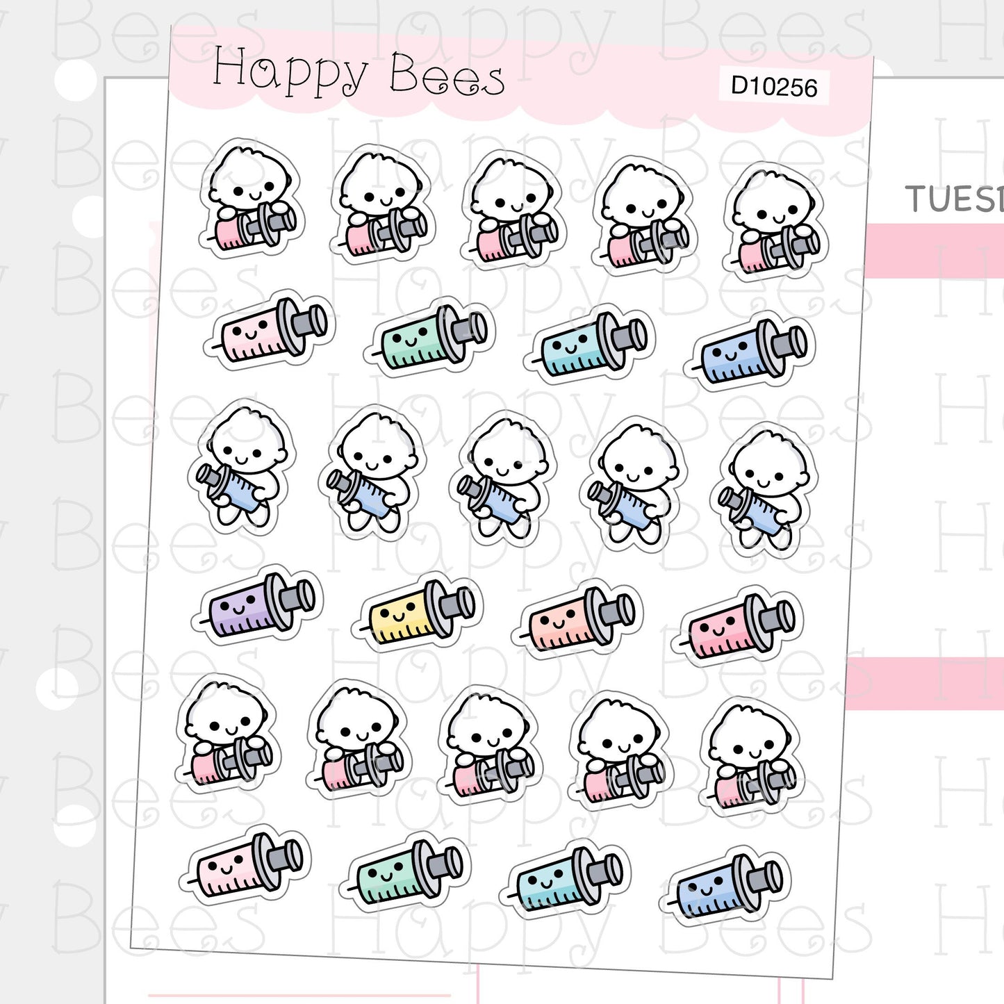 Injection Doodles - Cute Vaccination Planner Stickers D10256