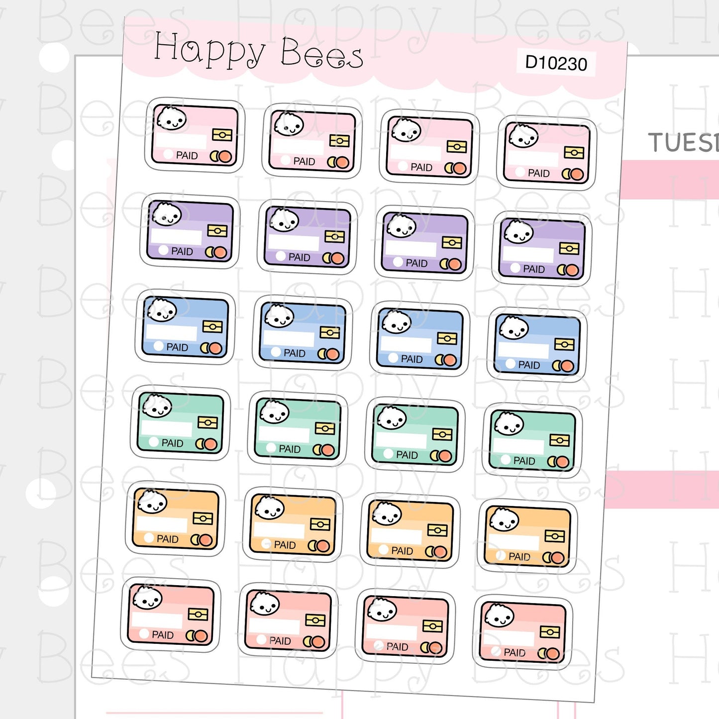 Credit Card Write In Reminders - Functional Finance Cute Doodles Planner Stickers D10230