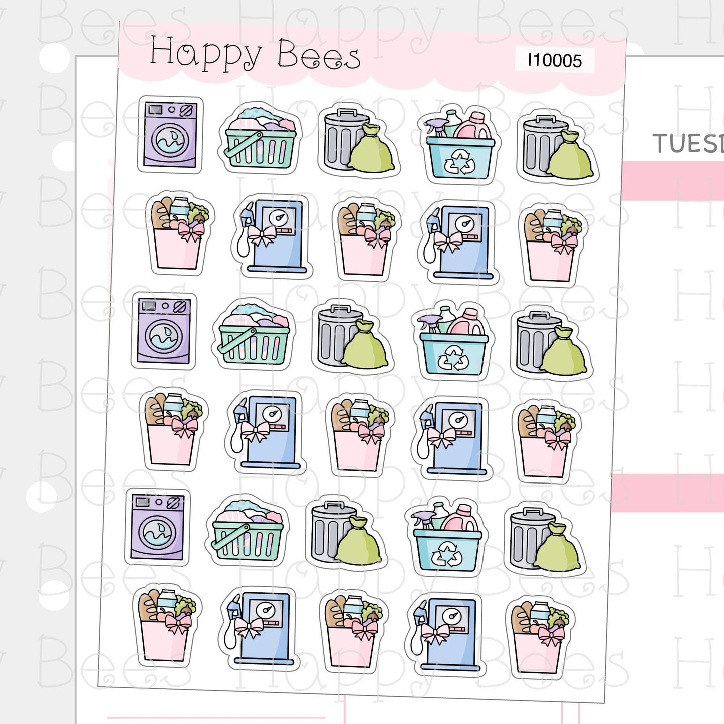 Chores Icons Vol.2 - Functional Cute Doodles Planner Stickers I10005