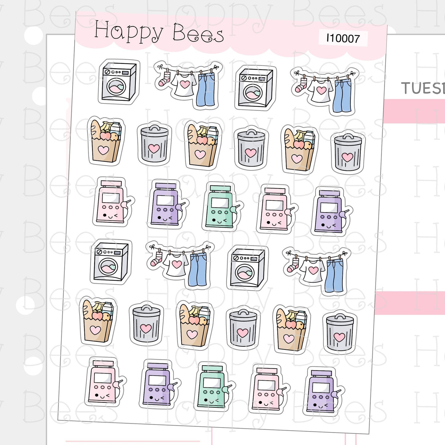 Mini Chores Icons - Functional Cute Doodles Planner Stickers I10007