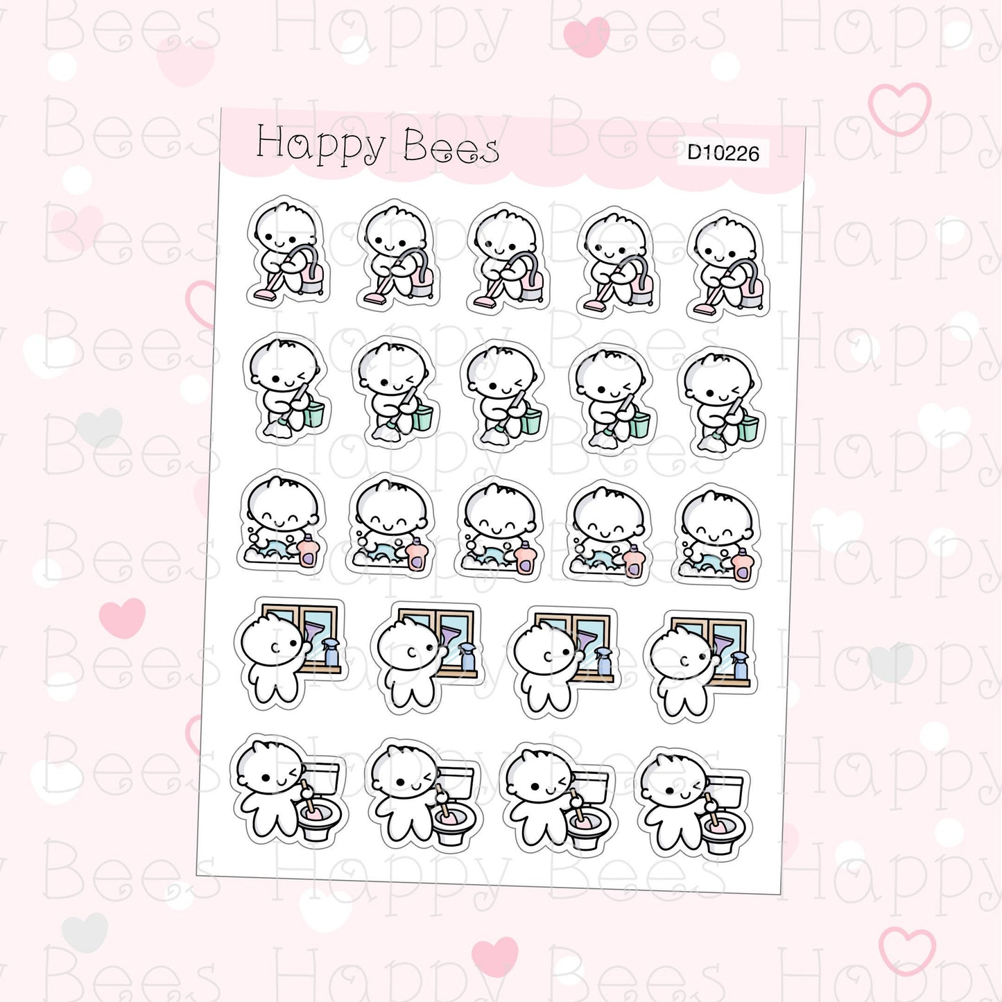 Chores Doodles Vol. 1 - Cute Cleaning Housework Planner Stickers D10226