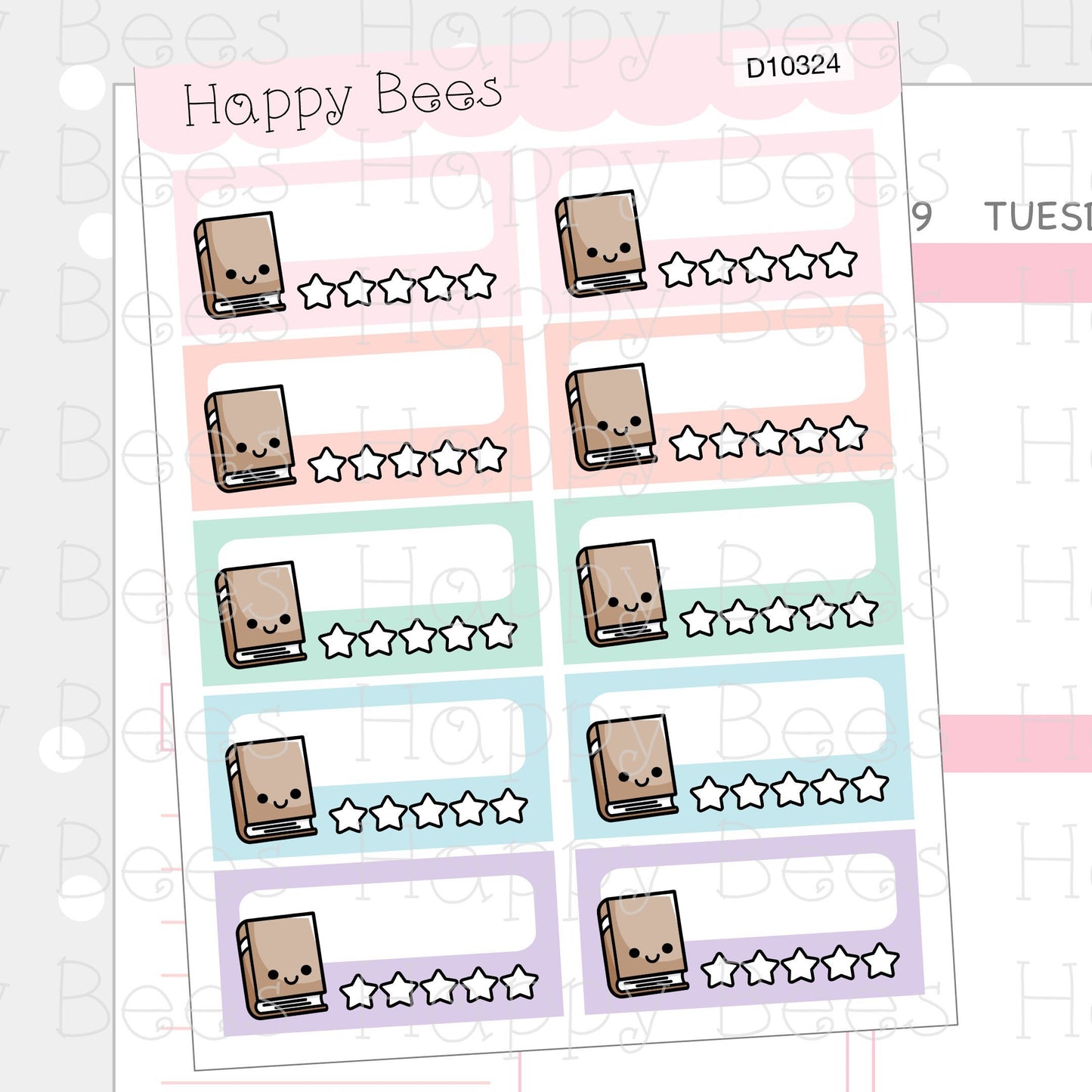 Book Review Boxes - Cute Doodles Planner Stickers D10324