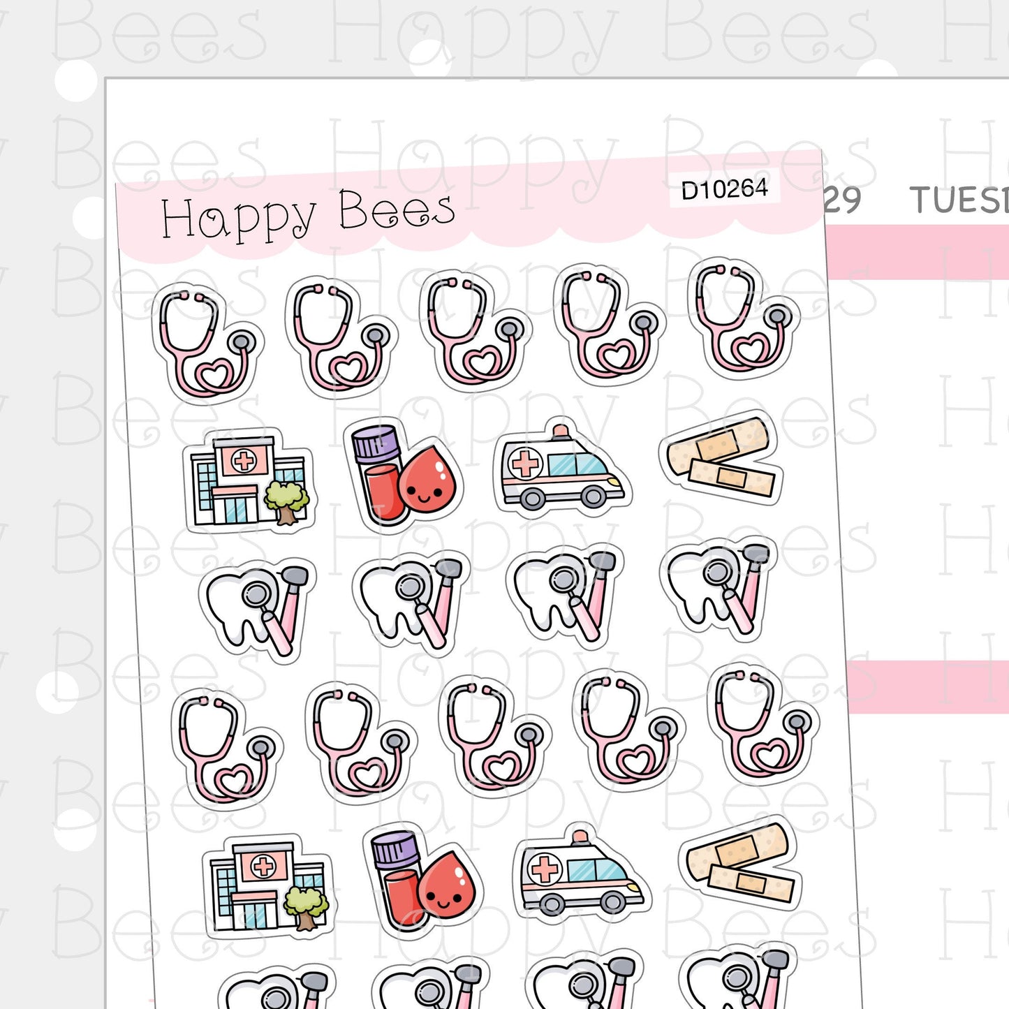 Medical Doodles - Cute Doctor Dentist Sick Planner Stickers D10264