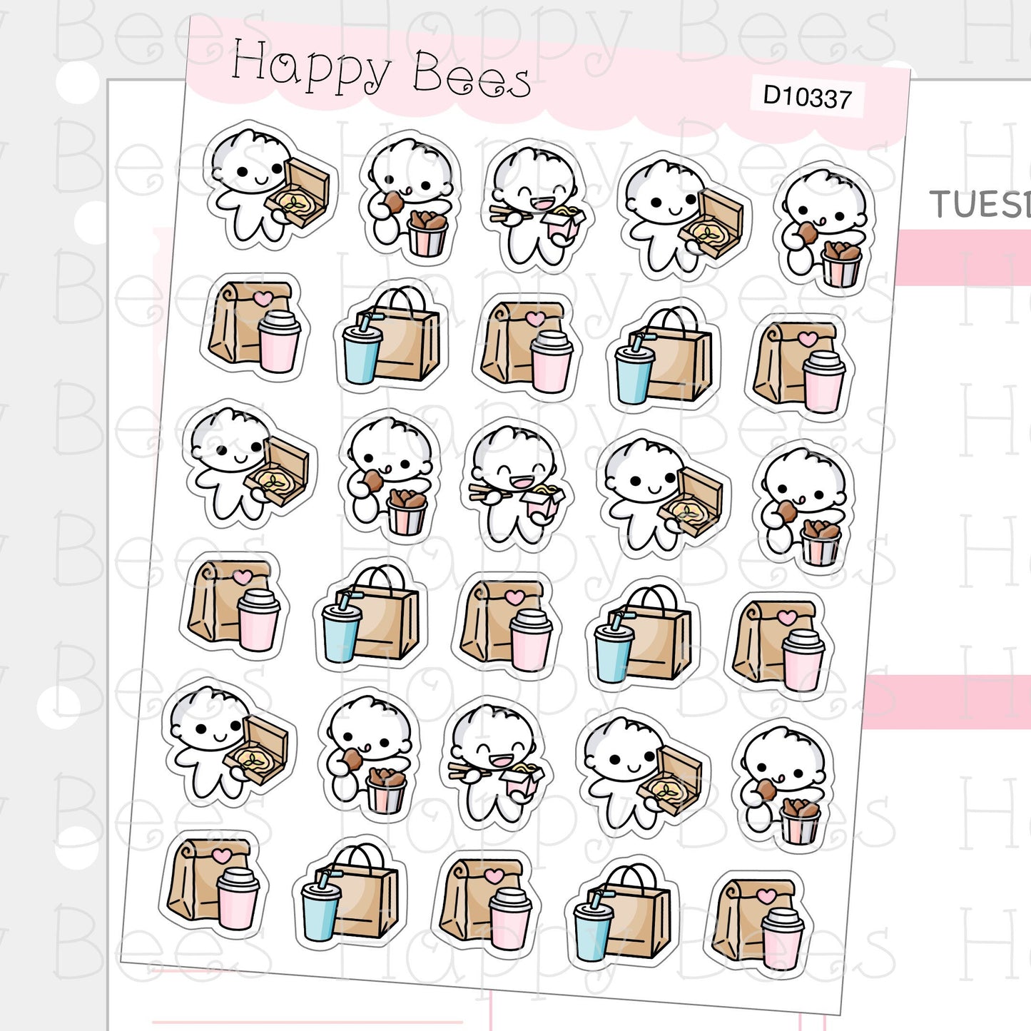 Takeaway Doodles - Cute Takeout Planner Stickers D10337