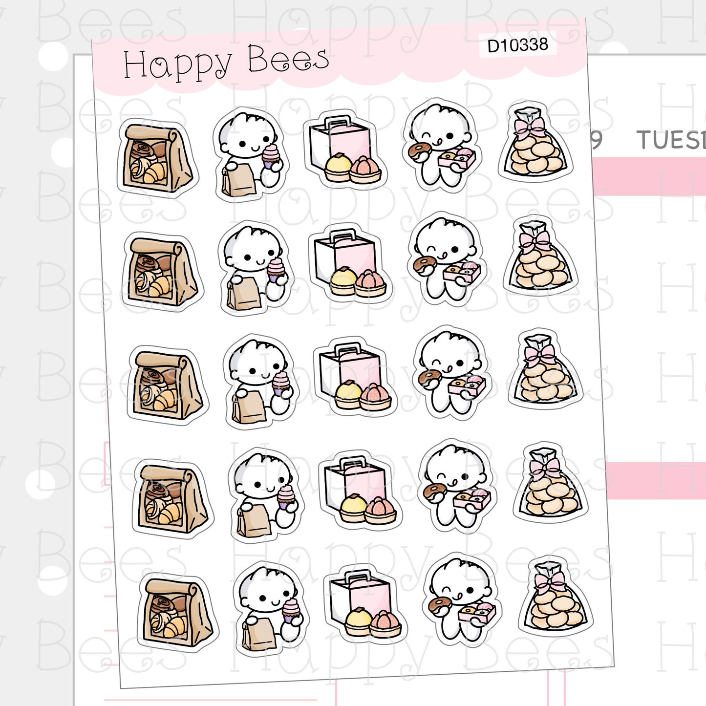 Bakery Takeaway Doodles - Cute Takeout Cookies Cake Pastry Planner Stickers D10338