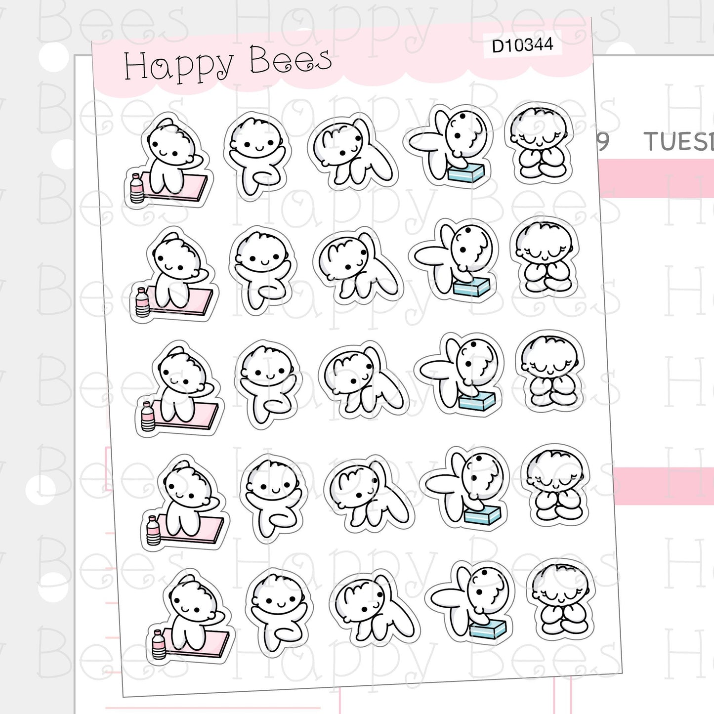 Yoga Doodles - Cute Exercise Sport Planner Stickers D10344