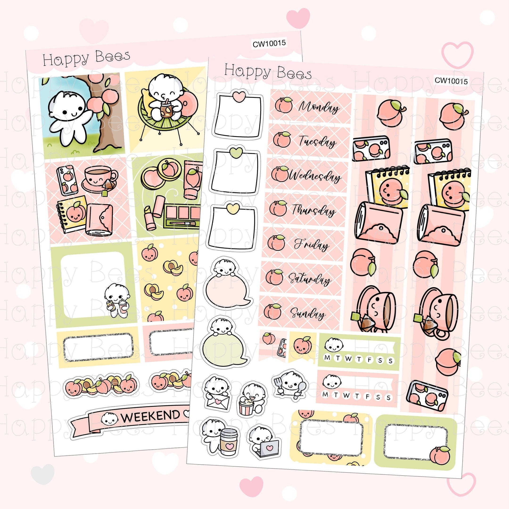 Peachy - Hobonichi Cousin Weekly Planner Sticker Kit CW10015 – happybeesuk