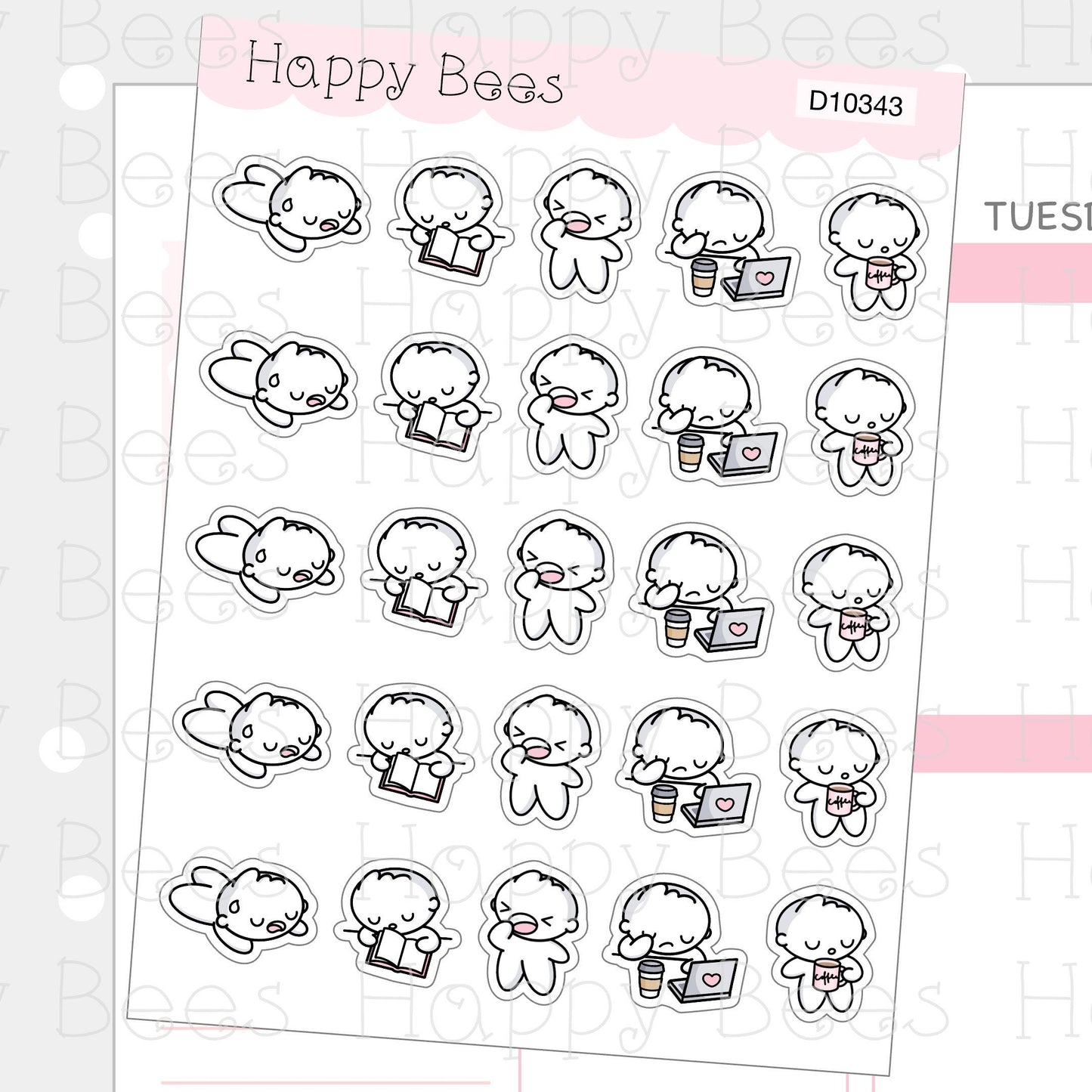So Tired Doodles - Cute Sleepy Work Planner Stickers D10343