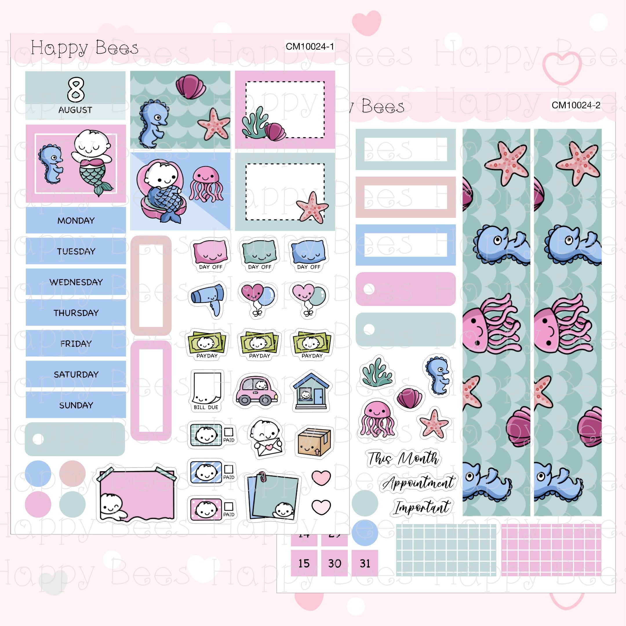 July to December - Hobonichi Cousin Monthly Planner Sticker Kit CM10023-28