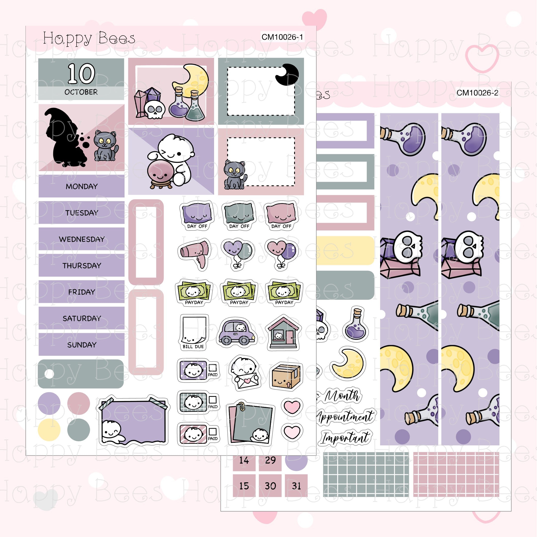July to December - Hobonichi Cousin Monthly Planner Sticker Kit CM10023-28