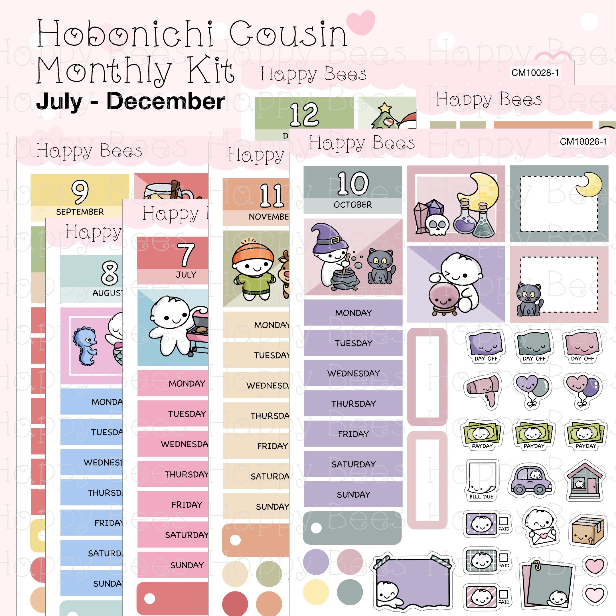 July to December - Hobonichi Cousin Monthly Planner Sticker Kit CM1002 ...