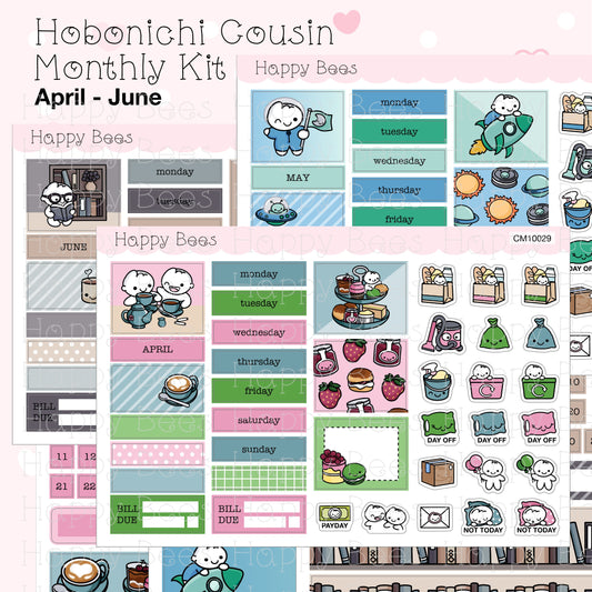 April to June - Hobonichi Cousin Monthly Planner Sticker Kit Vol. 2 CM10029-31