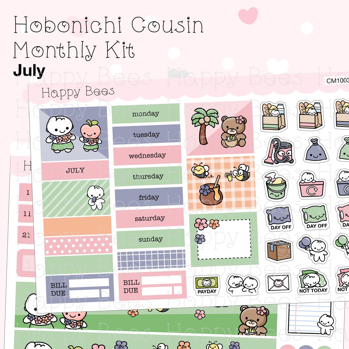 Aloha / July - Hobonichi Cousin Monthly Planner Sticker Kit Vol. 2 CM10032