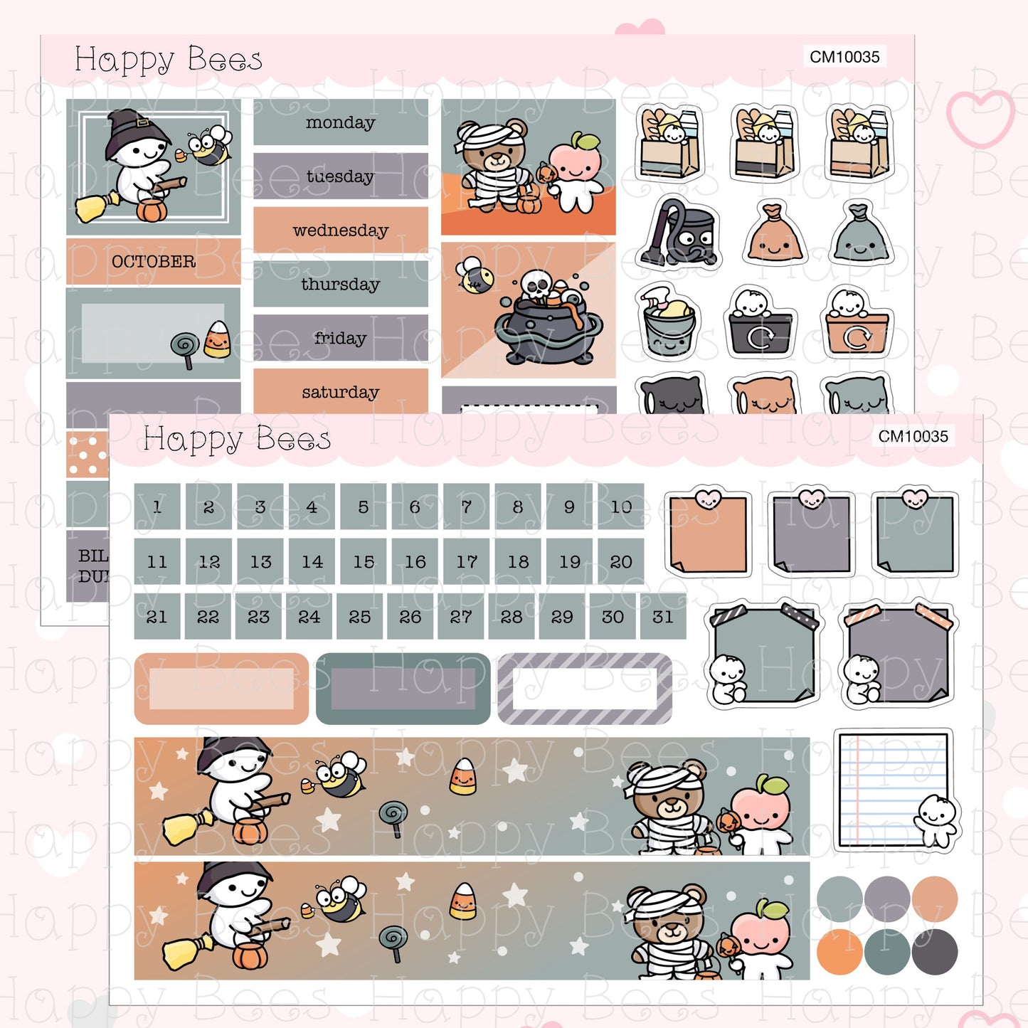 Sweet Monster / October - Hobonichi Cousin Monthly Planner Sticker Kit Vol. 2 CM10035