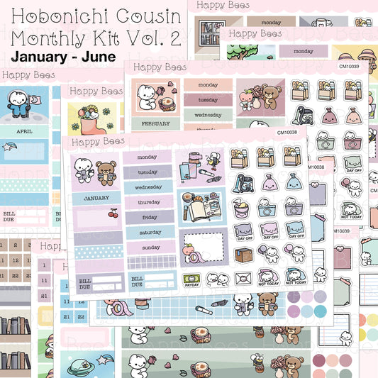 January to June - Hobonichi Cousin Monthly Planner Sticker Kit Vol. 2 CM10038-43