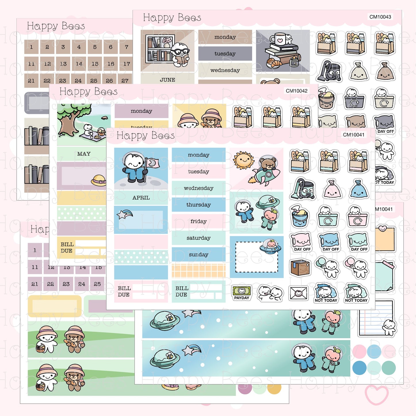 January to June - Hobonichi Cousin Monthly Planner Sticker Kit Vol. 2 CM10038-43