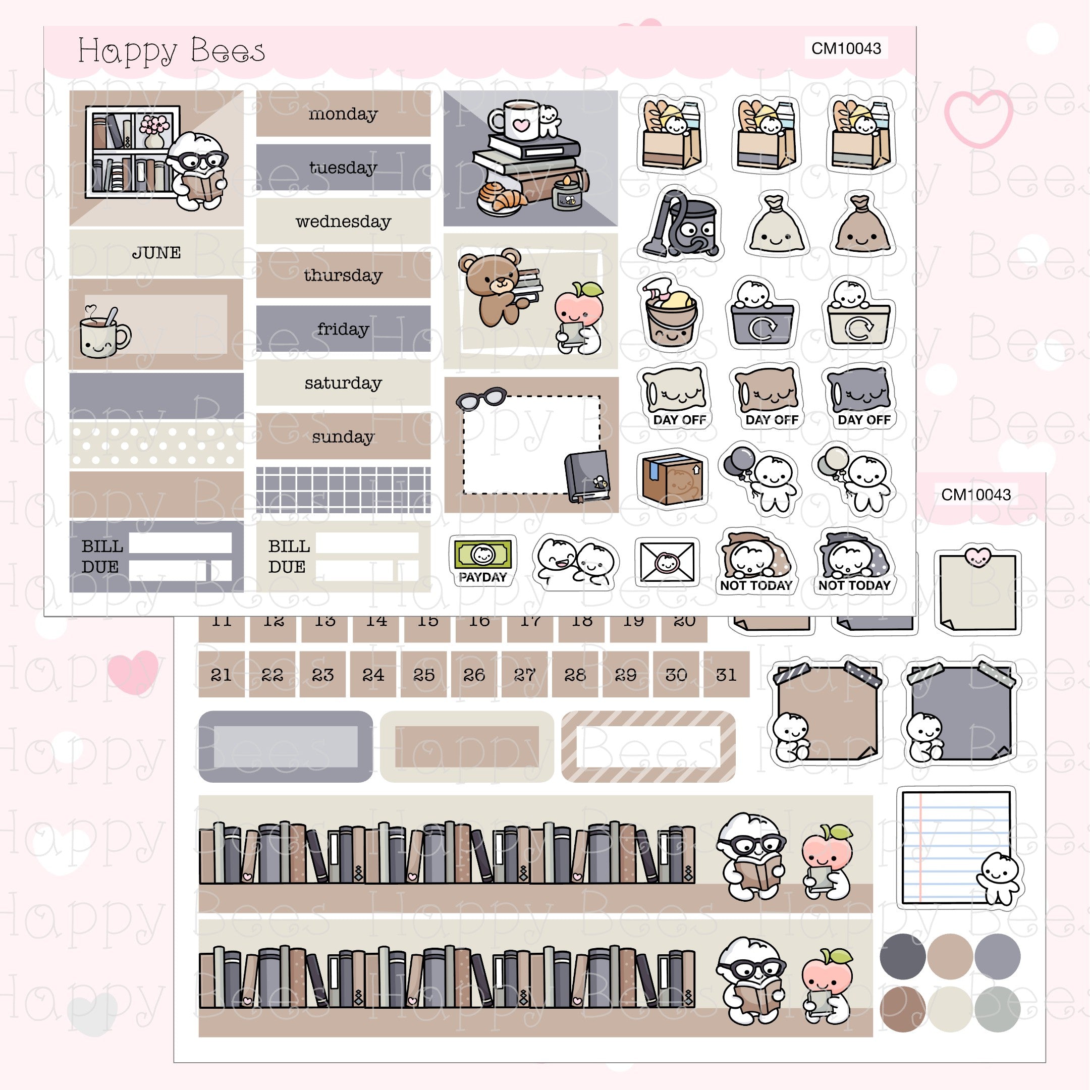 January to June - Hobonichi Cousin Monthly Planner Sticker Kit Vol. 2 CM10038-43