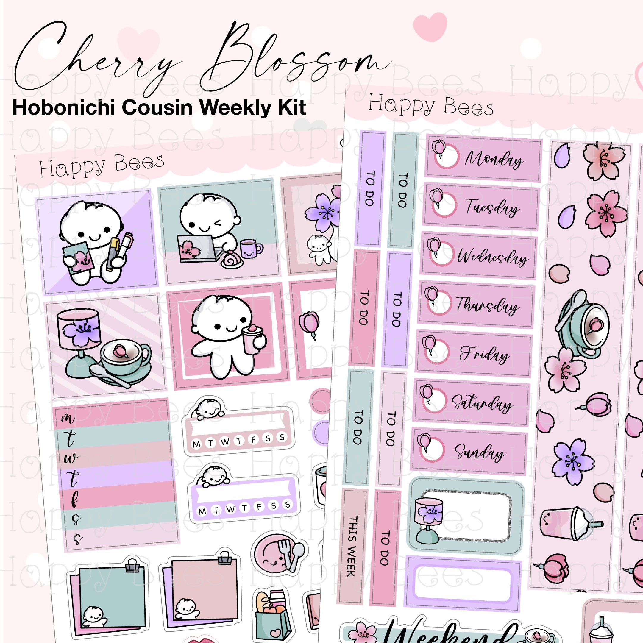 Cherry Blossom - Hobonichi Cousin Weekly Planner Sticker Kit CW10020