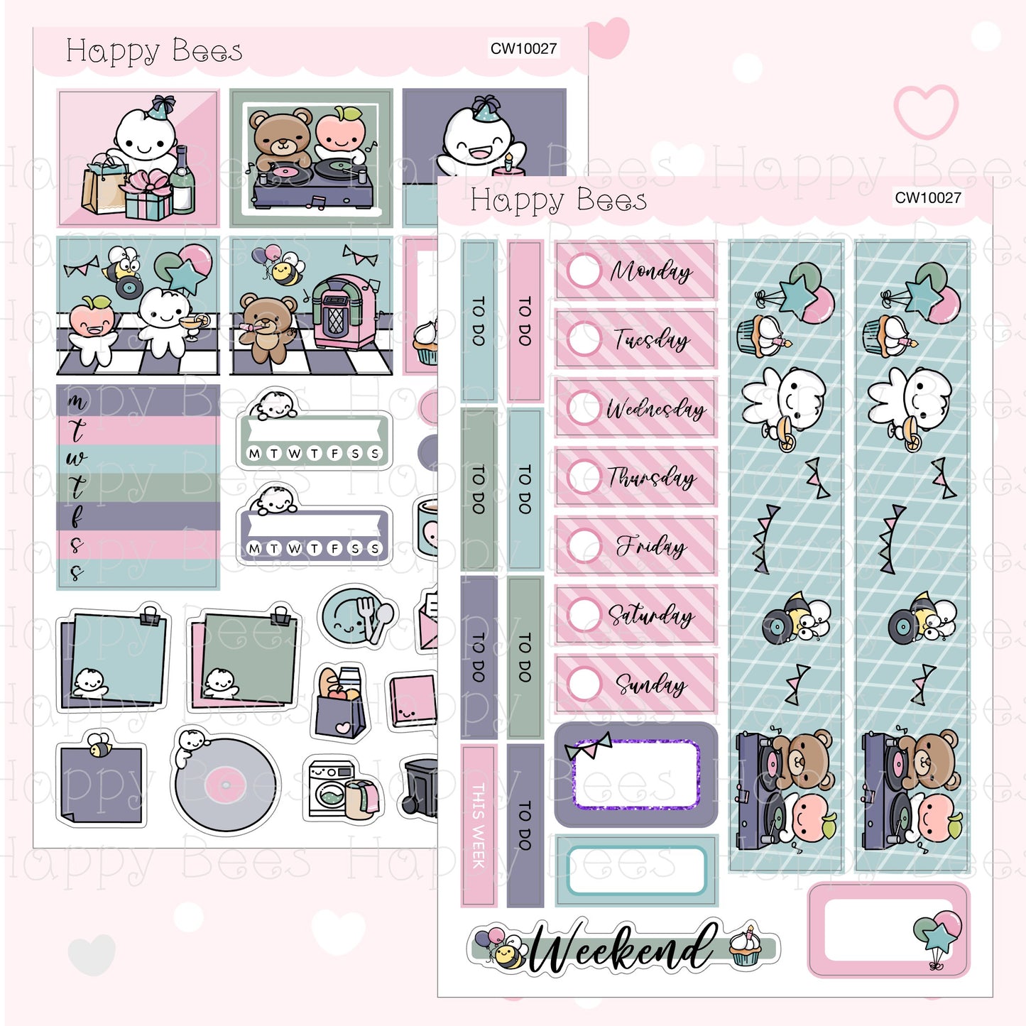 Birthday Party - Hobonichi Cousin Weekly Planner Sticker Kit CW10027