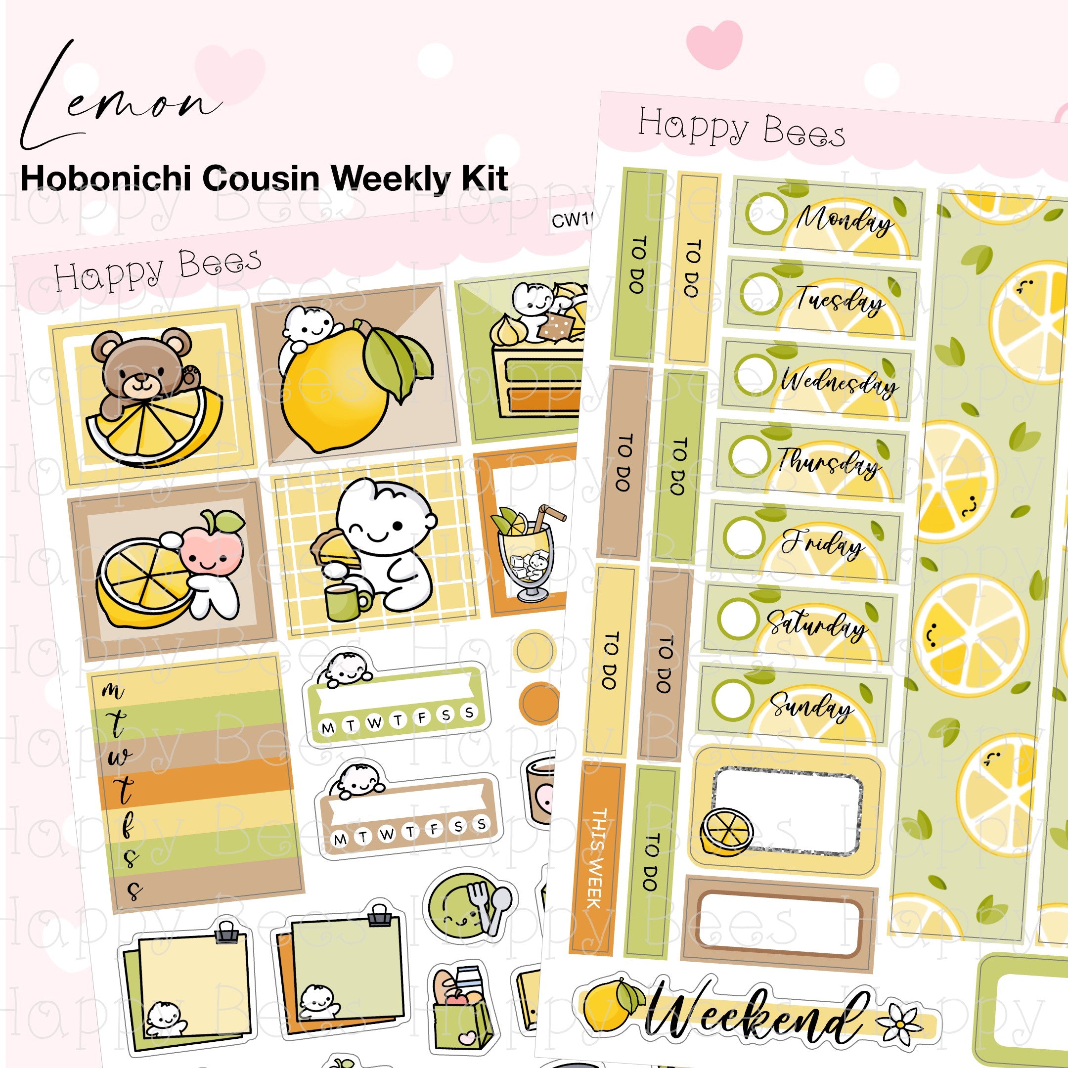 Lemon - Hobonichi Cousin Weekly Planner Sticker Kit CW10031