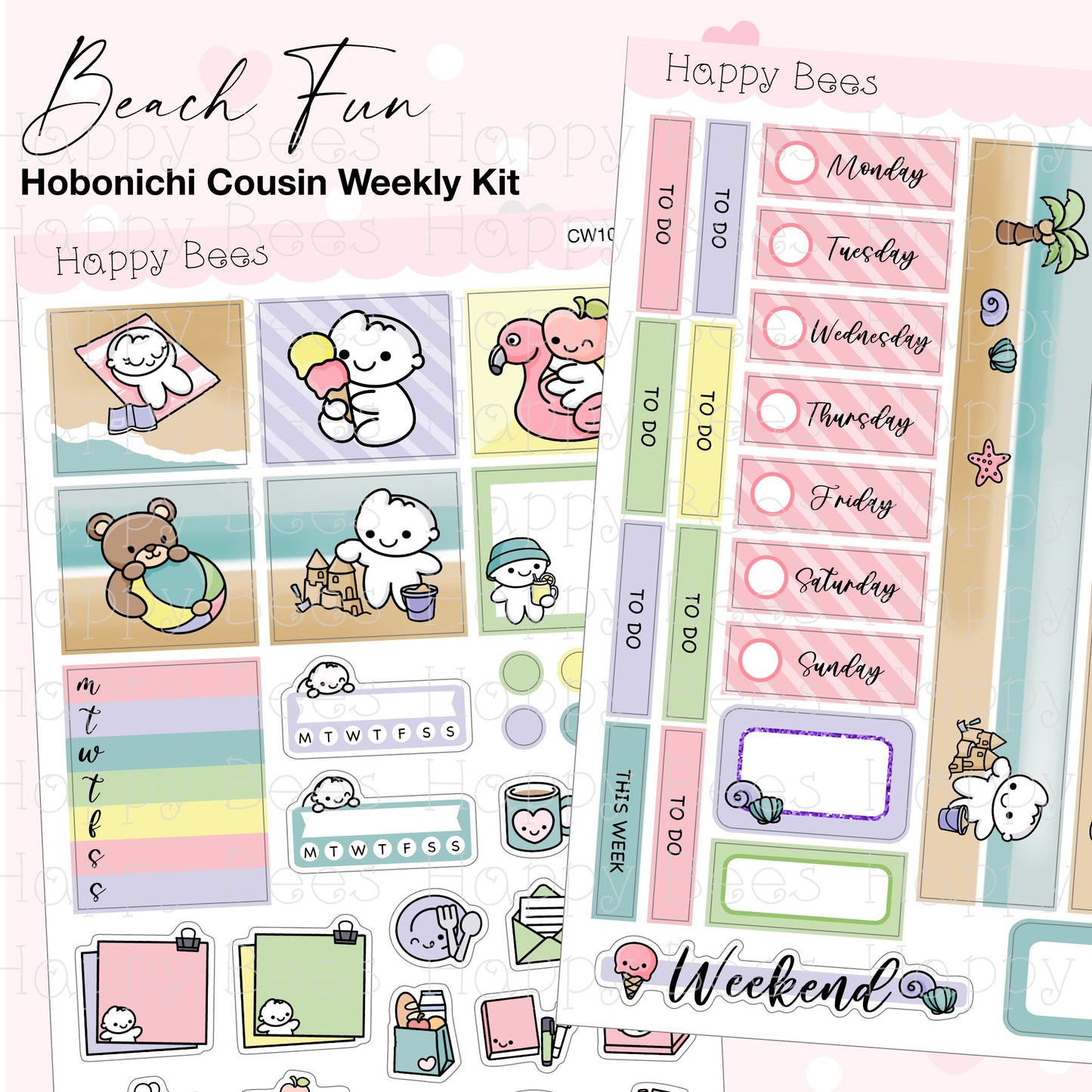Beach Fun - Hobonichi Cousin Weekly Planner Sticker Kit CW10033