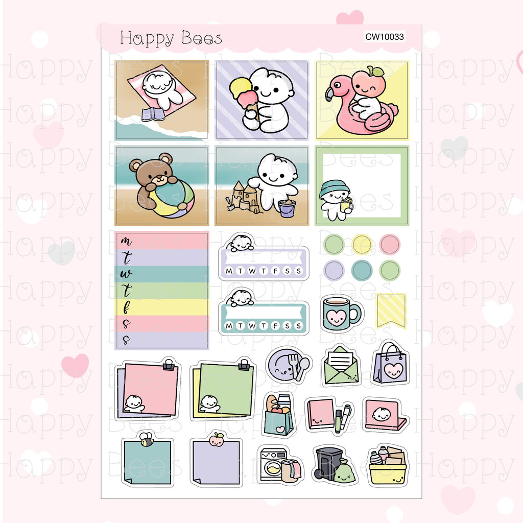 Beach Fun - Hobonichi Cousin Weekly Planner Sticker Kit CW10033