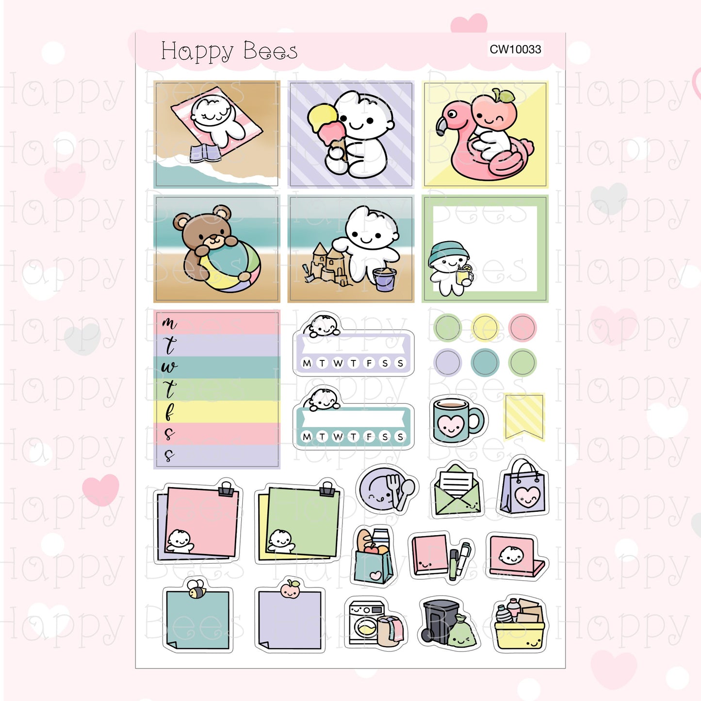 Beach Fun - Hobonichi Cousin Weekly Planner Sticker Kit CW10033