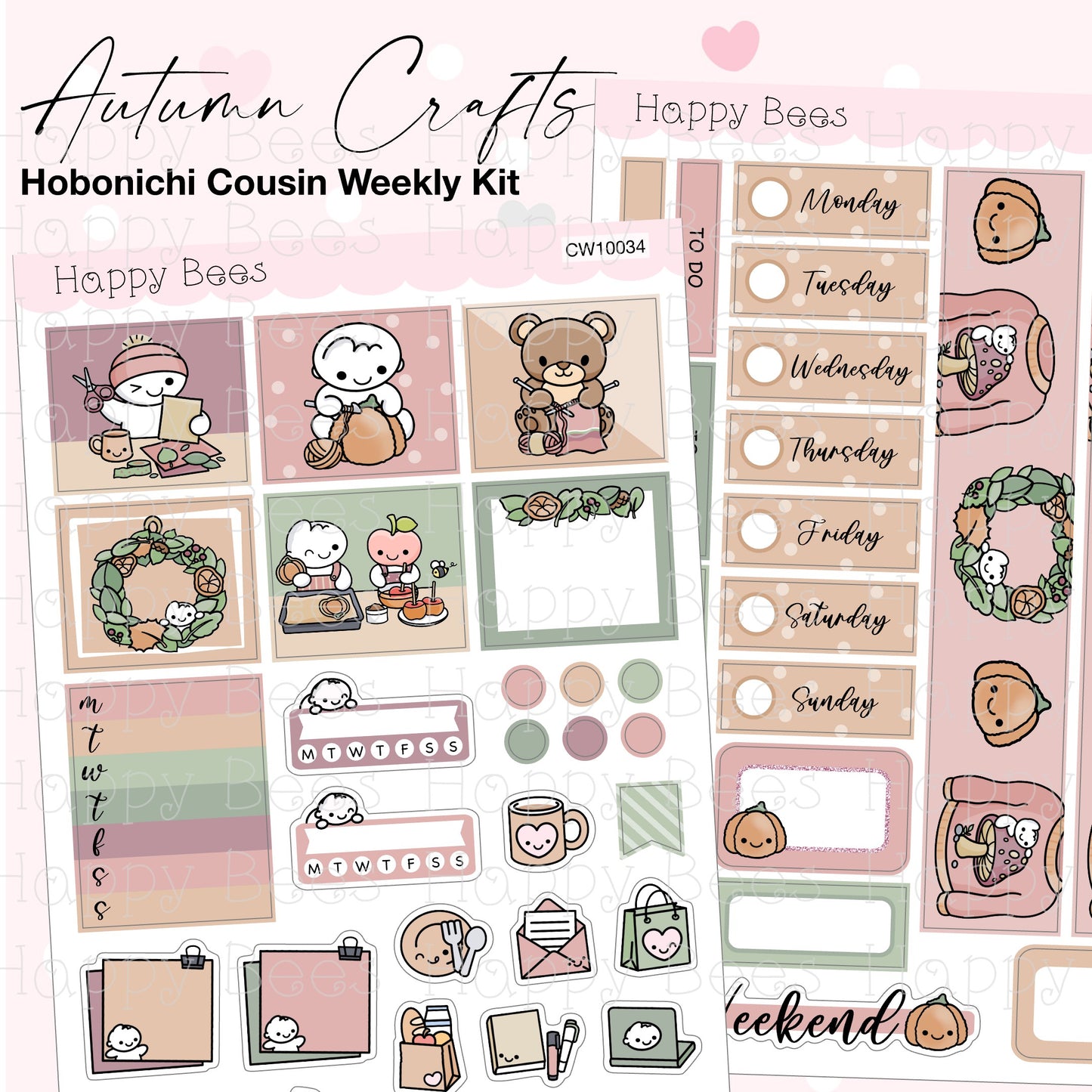 Autumn Crafts - Hobonichi Cousin Weekly Planner Sticker Kit CW10034