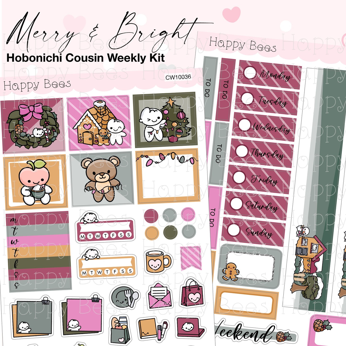 Merry & Bright - Hobonichi Cousin Weekly Planner Sticker Kit CW10036