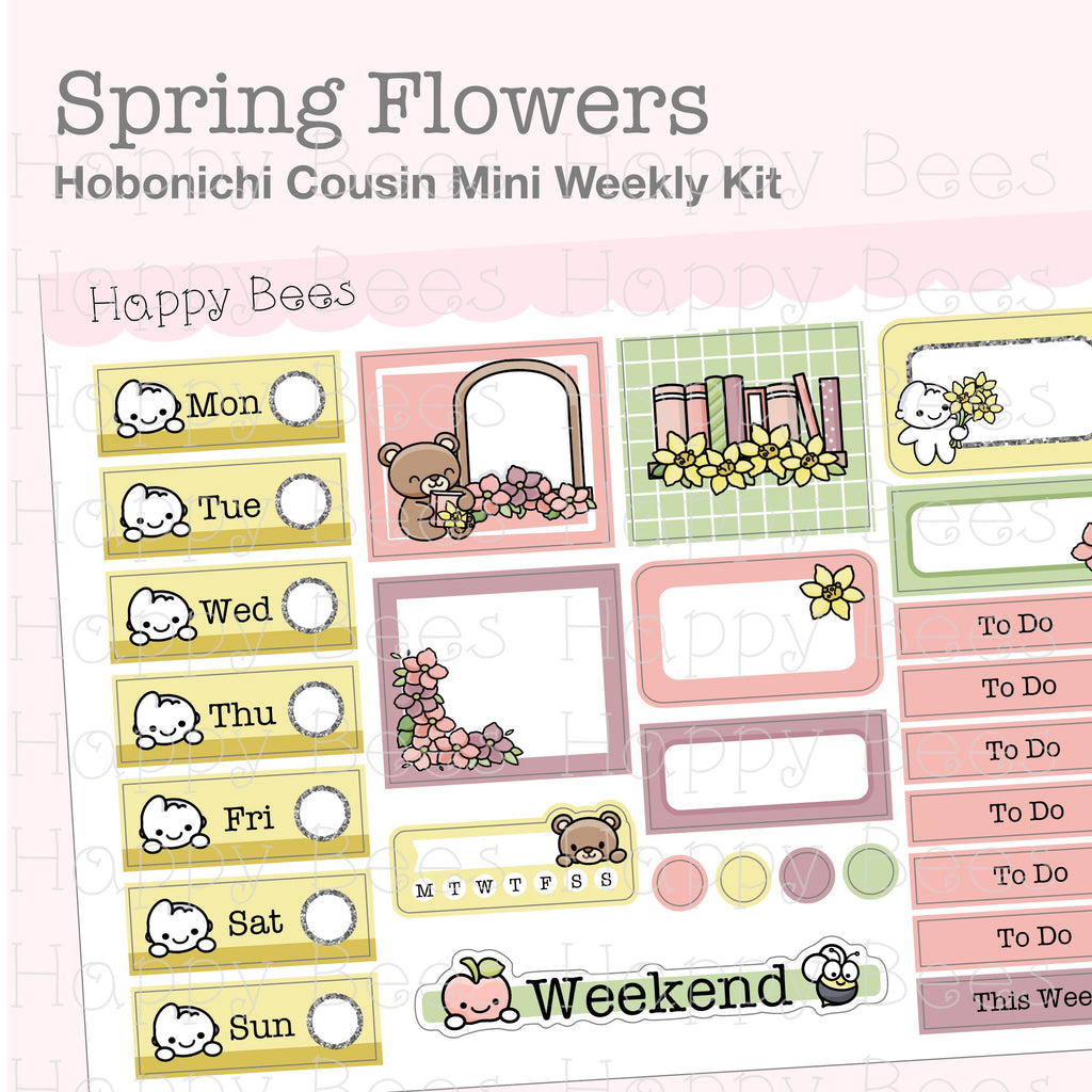 Spring Flowers - Hobonichi Cousin Mini Weekly Planner Sticker Kit CW10037