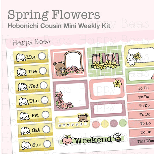 Spring Flowers - Hobonichi Cousin Mini Weekly Planner Sticker Kit CW10037