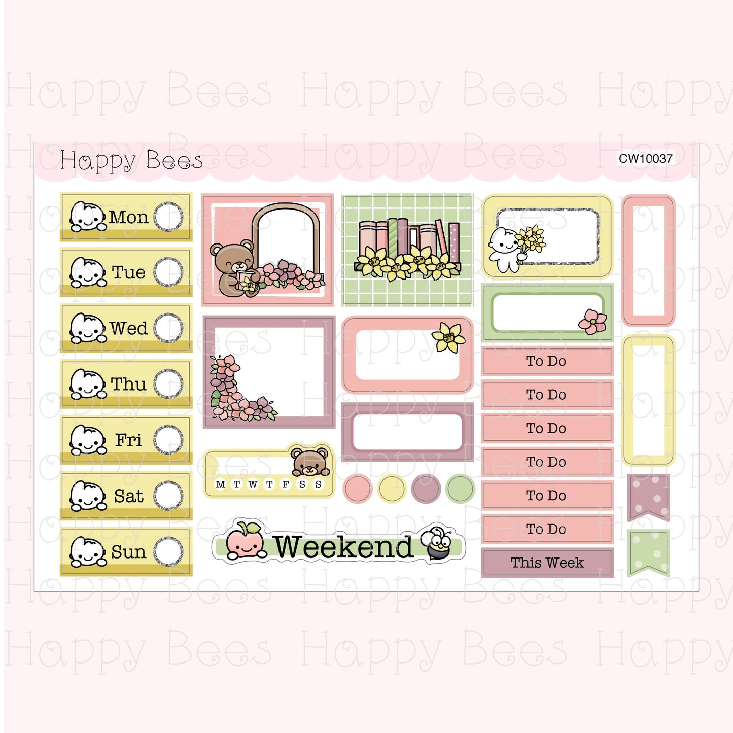 Spring Flowers - Hobonichi Cousin Mini Weekly Planner Sticker Kit CW10037