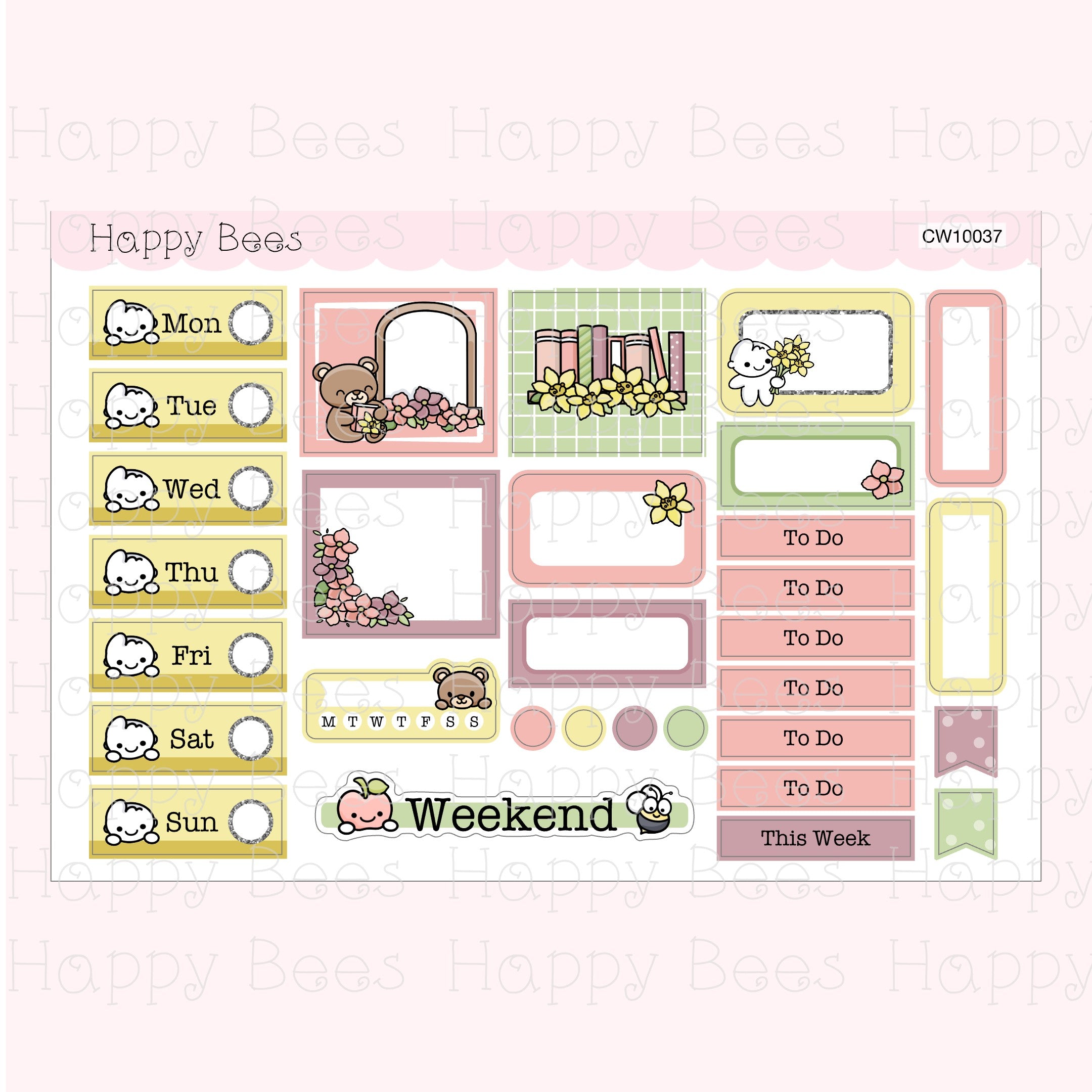 Spring Flowers - Hobonichi Cousin Mini Weekly Planner Sticker Kit CW10037
