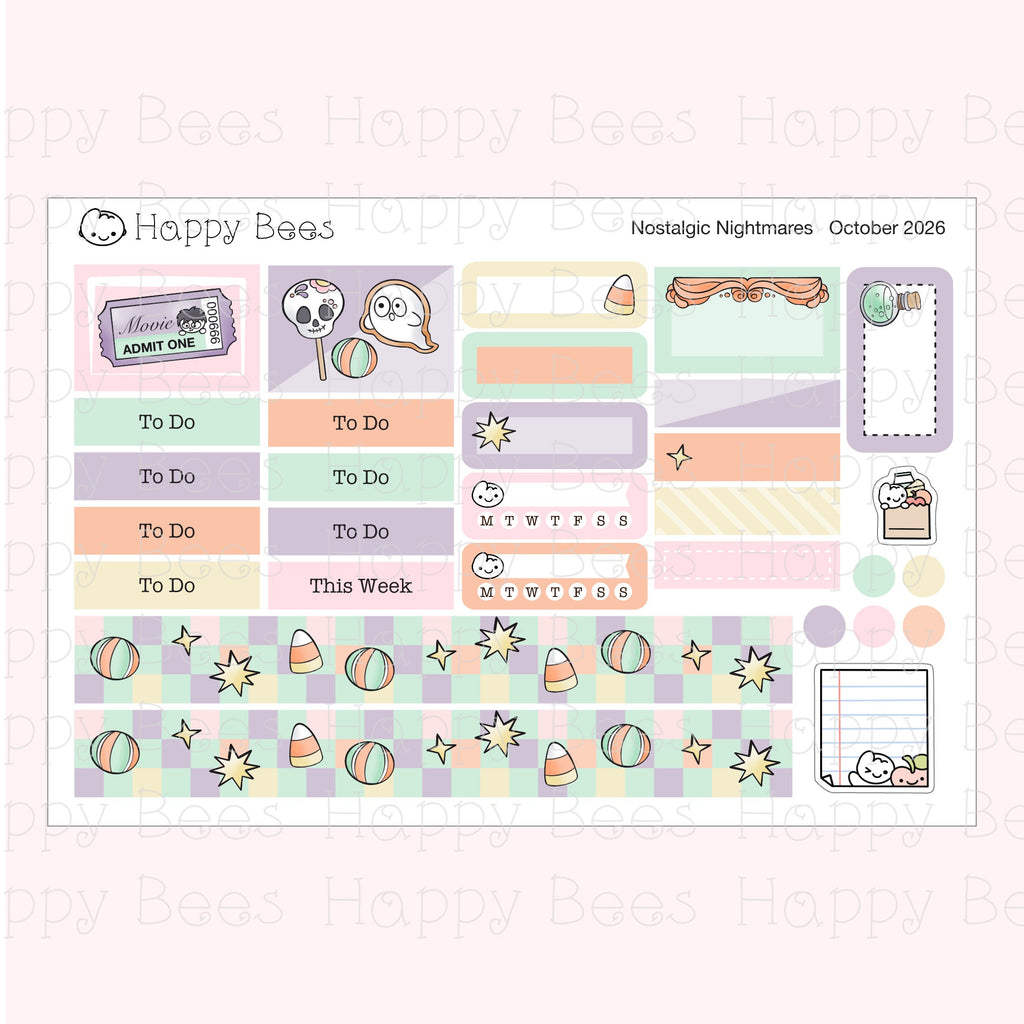 Nostalgic Nightmares - Hobonichi Cousin Weekly Planner Sticker Kit CWOct26