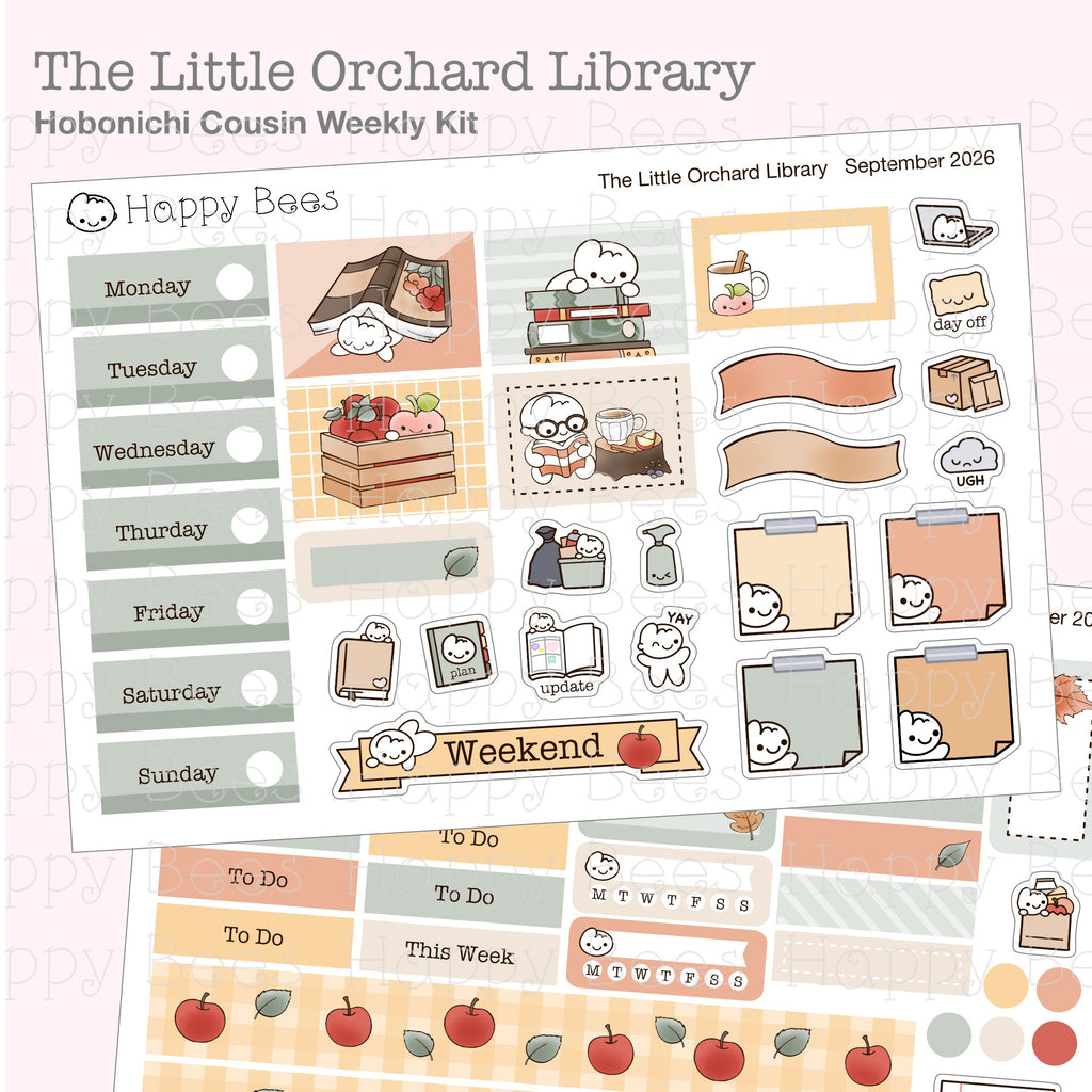 The Little Orchard Library - Hobonichi Cousin Weekly Planner Sticker Kit CWSep26