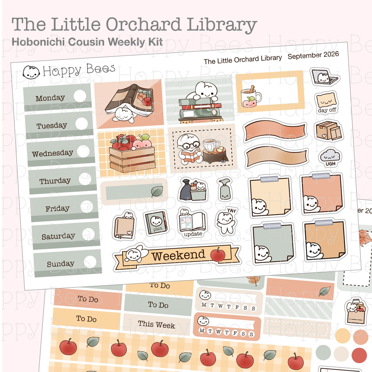 The Little Orchard Library - Hobonichi Cousin Weekly Planner Sticker Kit CWSep26
