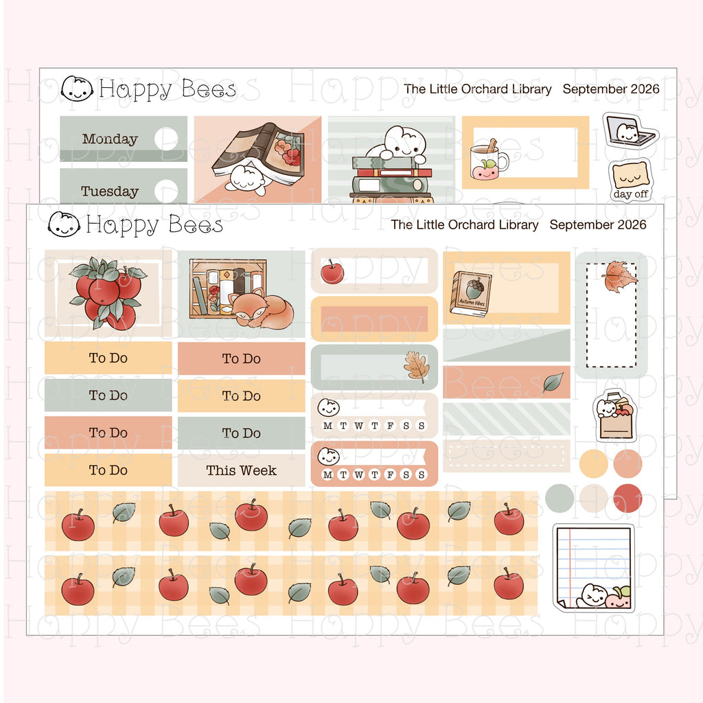 The Little Orchard Library - Hobonichi Cousin Weekly Planner Sticker Kit CWSep26