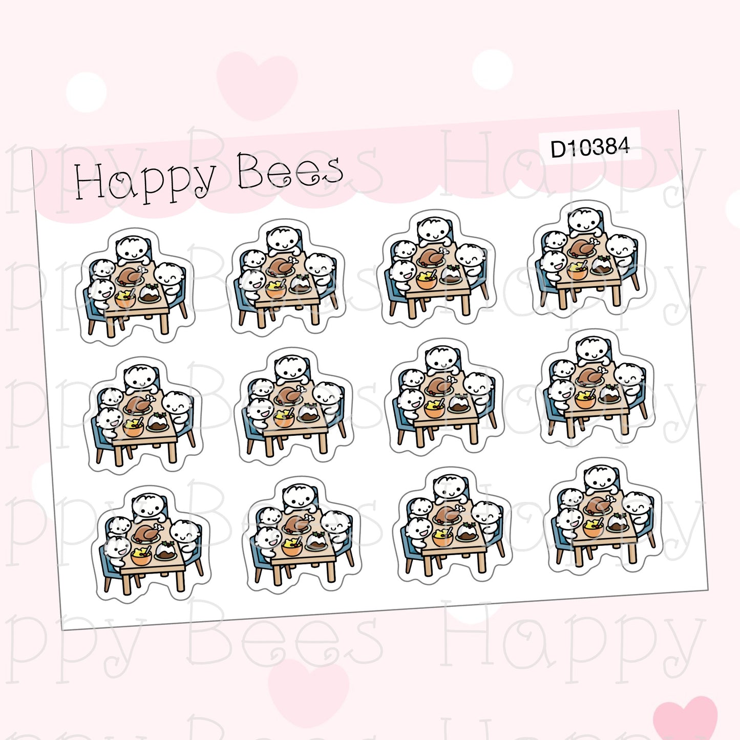 Christmas Family Feast Doodles - Cute Winter Holiday Planner Stickers D10384