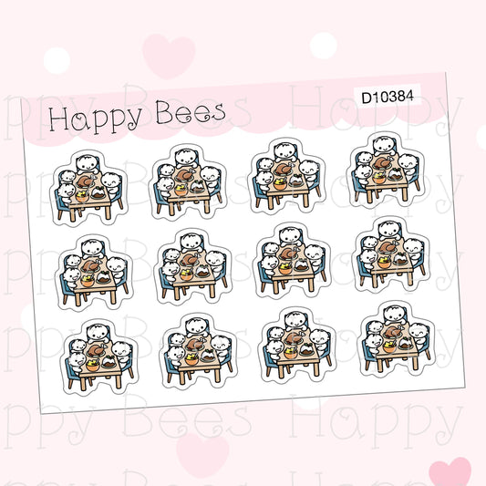 Christmas Family Feast Doodles - Cute Winter Holiday Planner Stickers D10384
