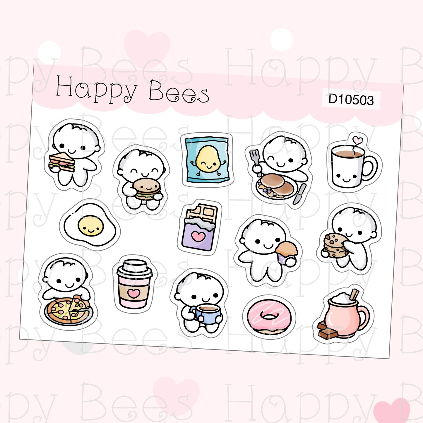 Food Sticker Sampler - Cute Doodles Planner Stickers D10503