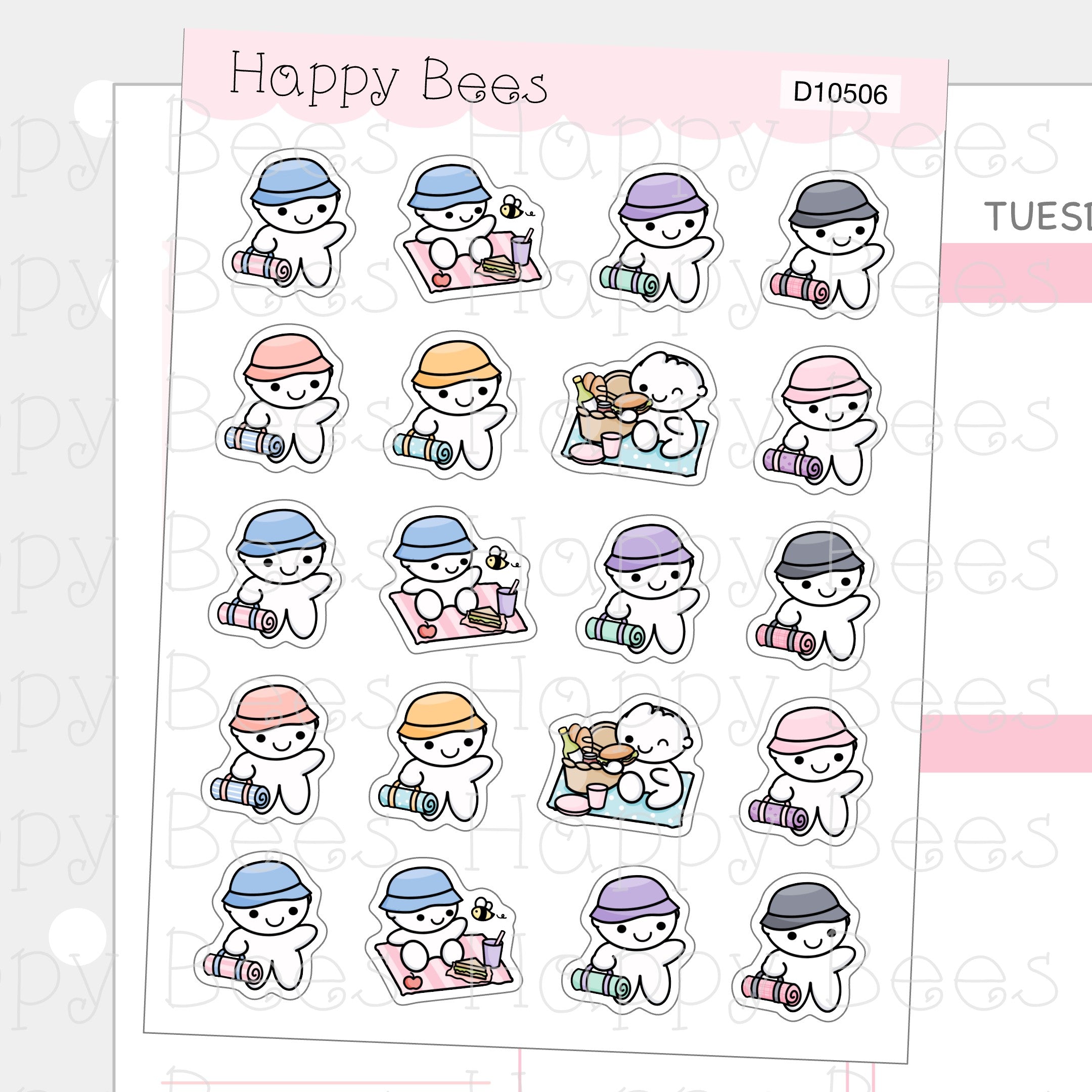 Picnic Doodles - Cute Summer Planner Stickers D10506