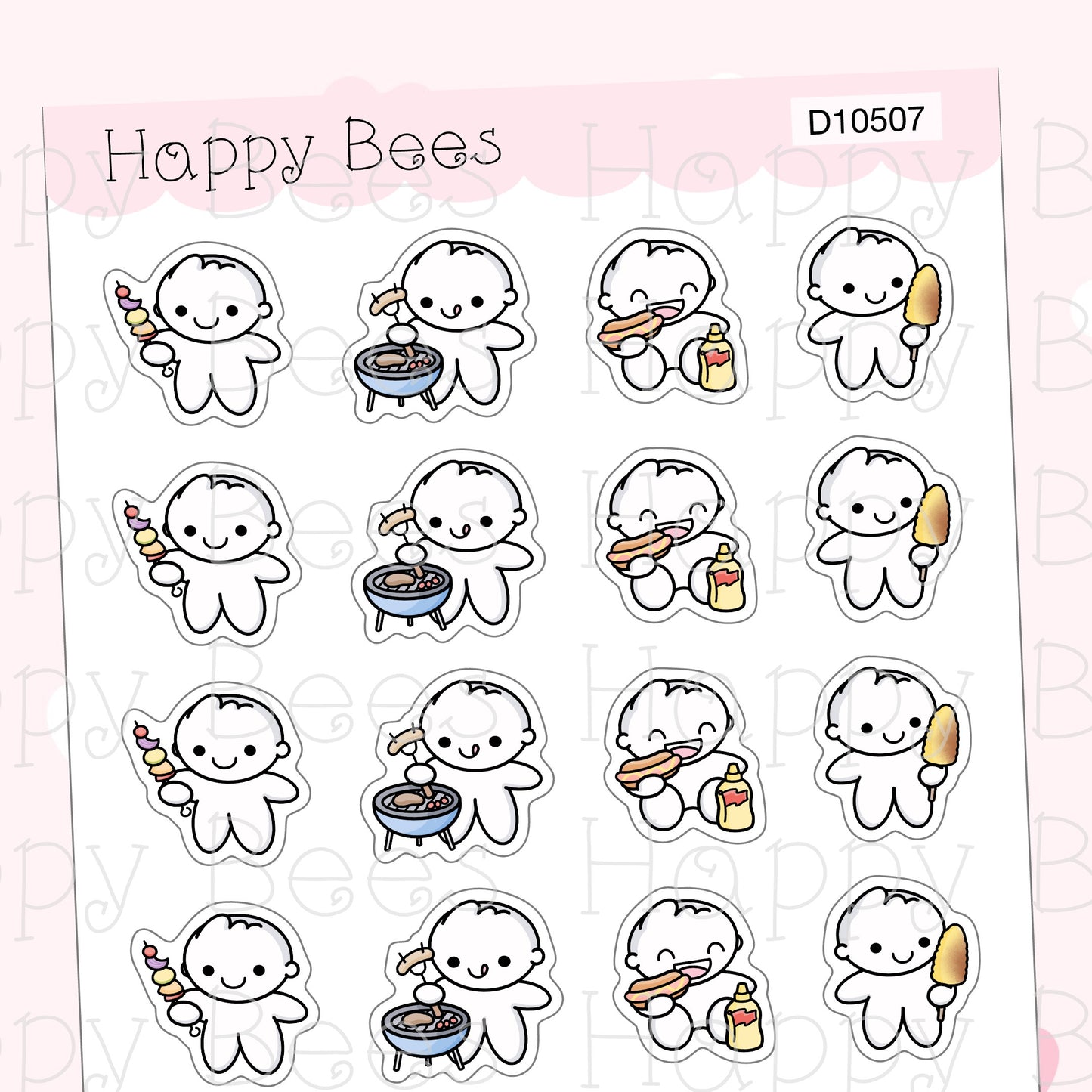 Barbecue Doodles - Cute Summer Planner Stickers D10507