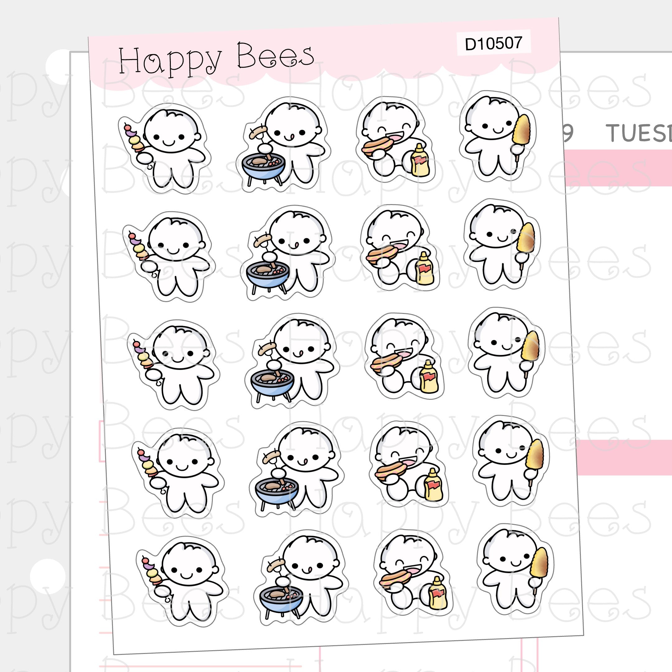 Barbecue Doodles - Cute Summer Planner Stickers D10507