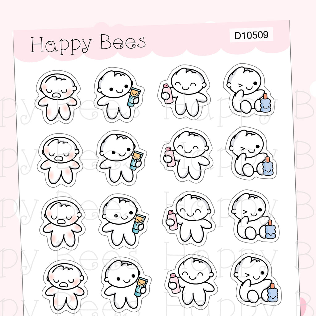 Sunscreen Doodles - Cute Summer Sun Burn Cream Planner Stickers D10509