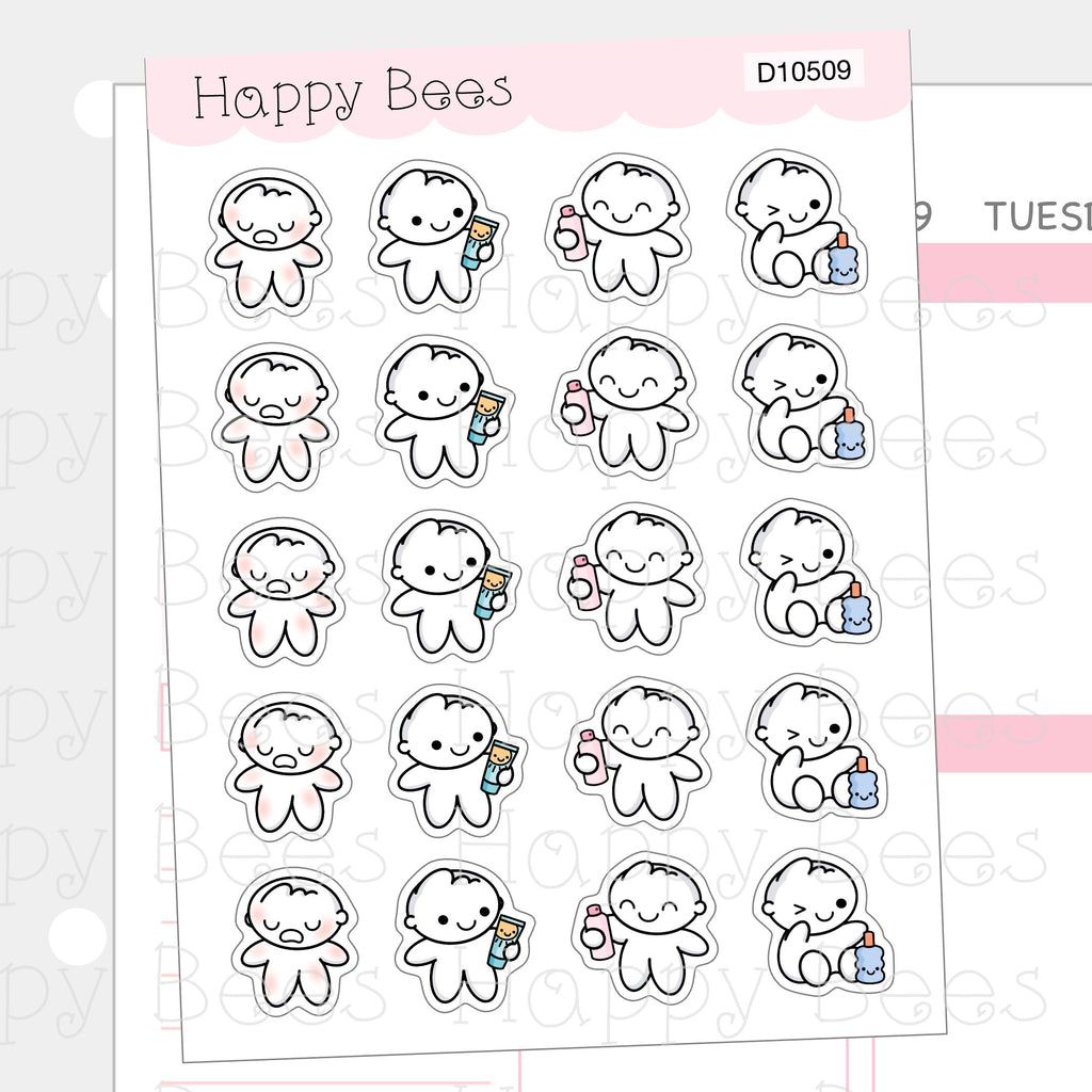 Sunscreen Doodles - Cute Summer Sun Burn Cream Planner Stickers D10509