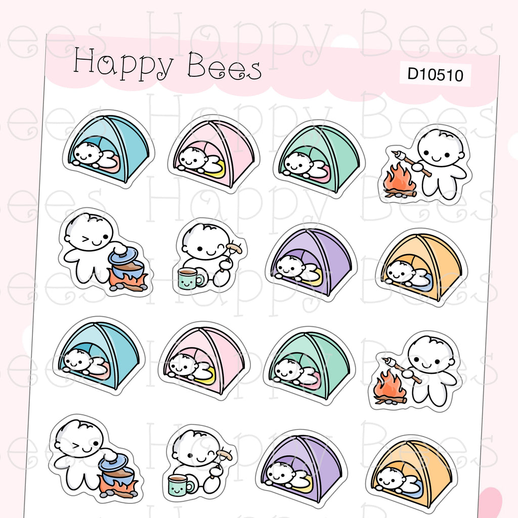 Camping Doodles Vol. 2 - Cute Summer Planner Stickers D10510