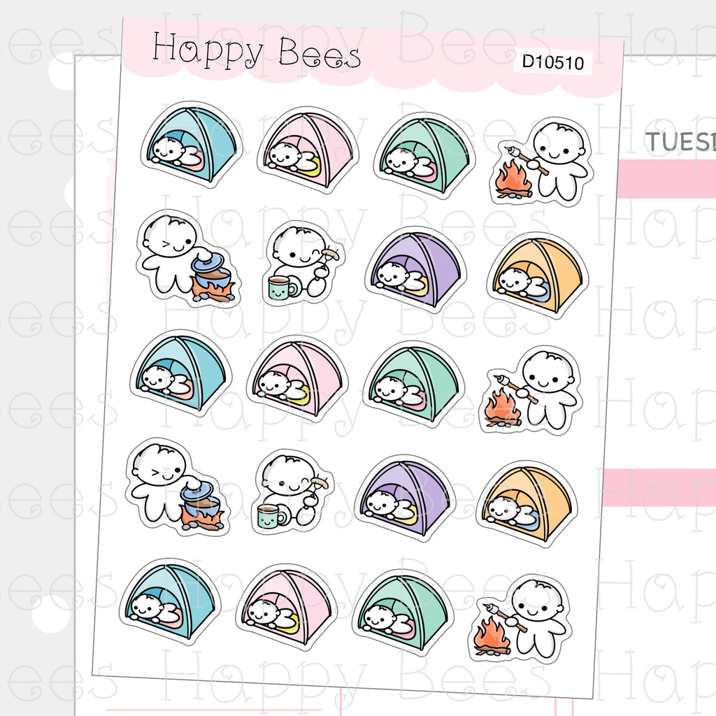 Camping Doodles Vol. 2 - Cute Summer Planner Stickers D10510