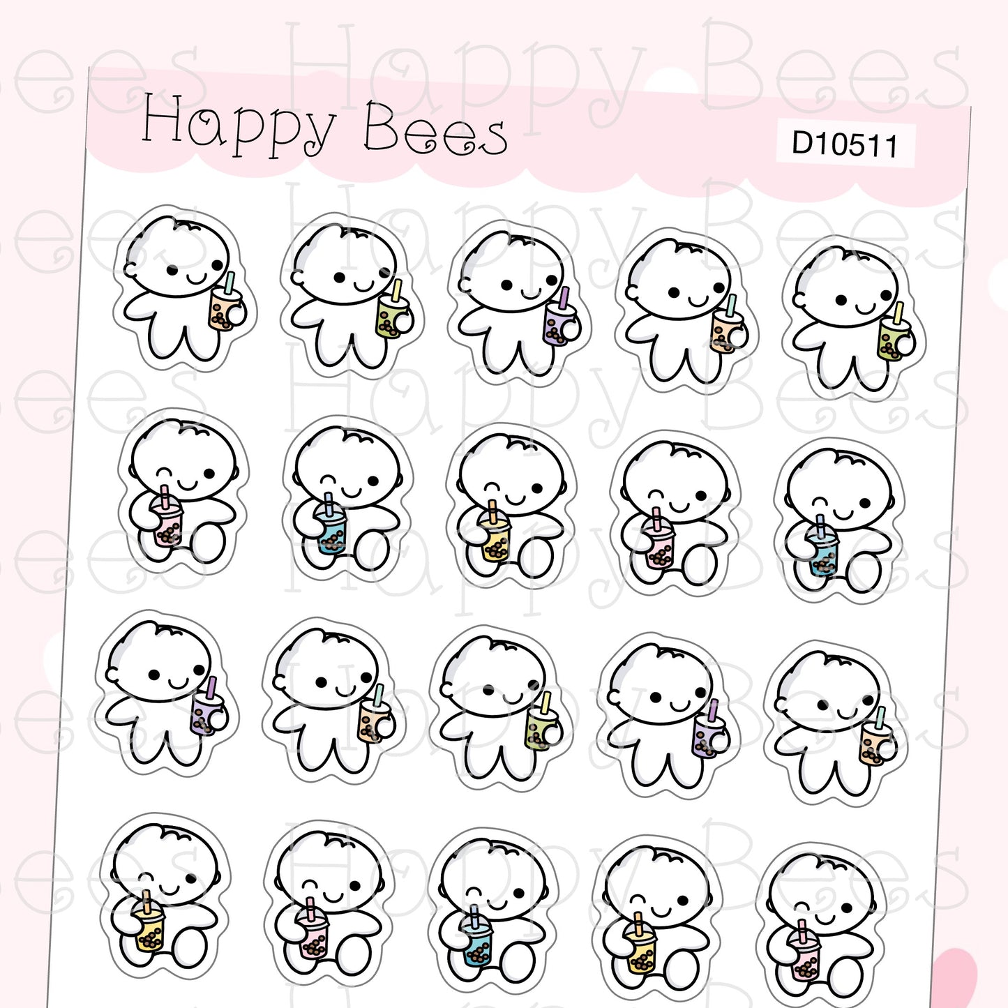 Bubble Tea Doodles - Cute Summer Drinks Planner Stickers D10511