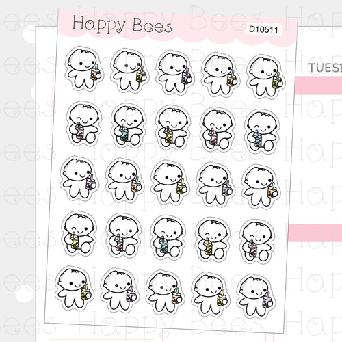 Bubble Tea Doodles - Cute Summer Drinks Planner Stickers D10511
