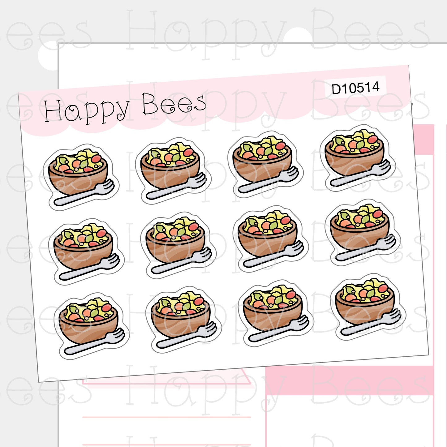 Salad Bowl Doodles - Cute Food Planner Stickers D10514
